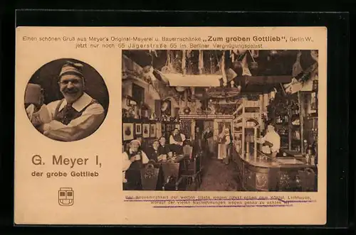 AK Berlin, Meyers Original-Meyerei u. Bauernschänke Zum groben Gottlieb, Jägerstrasse 65