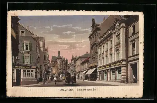 AK Remscheid, Bismarckstrasse m. Hotel Bergischer Hof