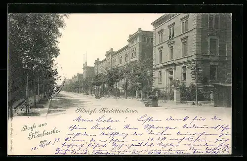 AK Karlsruhe, Strassenpartie am Königl. Kadettenhaus