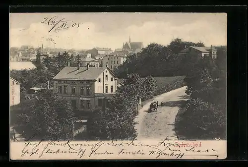 AK Lüdenscheid, Teilansicht mit Strasse aus der Vogelschau