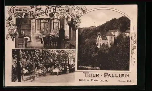 AK Trier-Pallien, Restaurant-Cafe Busental, Garten, Ortspartie