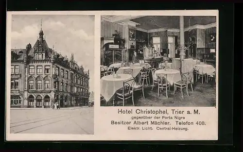 AK Trier a. M., Hotel Christophel, Innenansicht