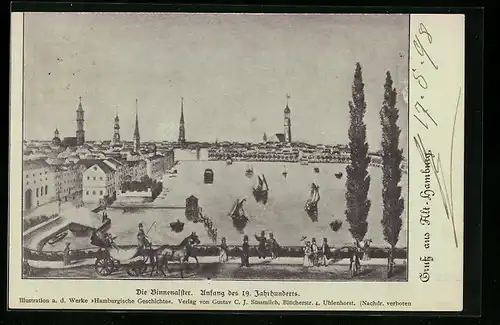 AK Alt-Hamburg, Die Binnenalster Anfang des 19. Jahrhunderts, Private Stadtpost