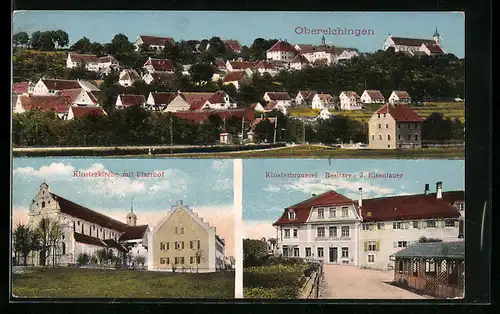 AK Oberelchingen, Klosterkirche mit Pfarrhof, Klosterbrauerei von J. Eisenlauer