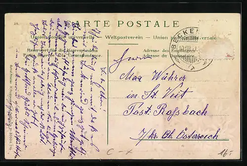 AK Beckenried, Ortsansicht mit Kirche, Gämse