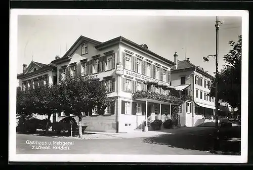 AK Heiden, Gasthaus und Metzgerei zum Löwen mit Strasse