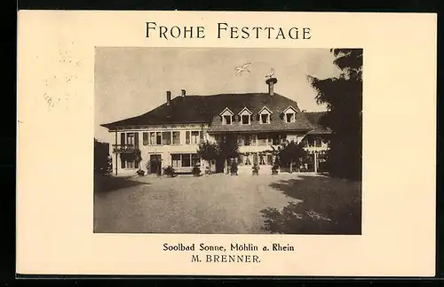 AK Möhlin a. Rhein, Soolbad Sonne M. Brenner, Frontansicht