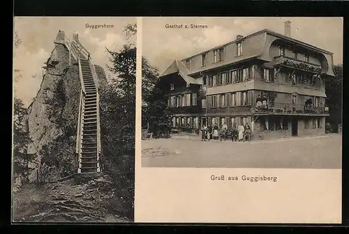 AK Guggisberg, Gasthof z. Sternen, Guggershorn mit Treppe