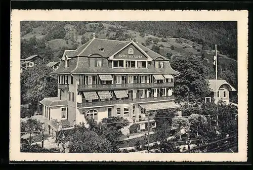 AK Merligen /Thunersee, Hotel des Alpes mit Anlagen aus der Vogelschau