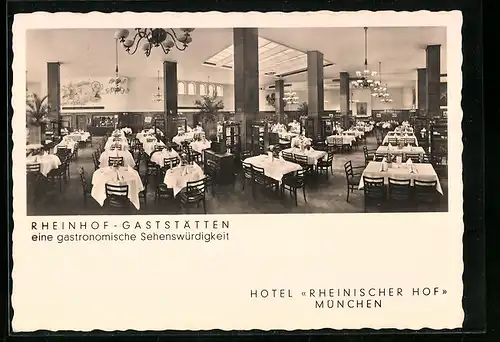 AK München, Hotel Rheinischer Hof, Innenansicht