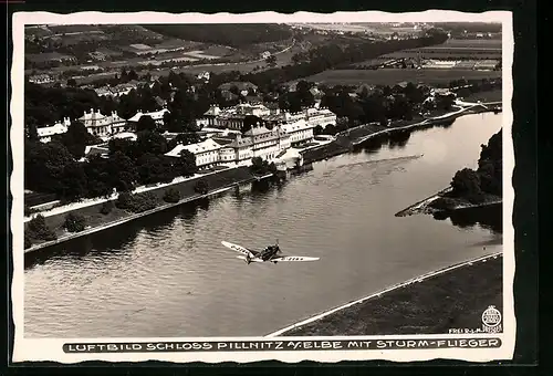 Foto-AK Walter Hahn, Dresden, Nr.10309: Schloss Pillnitz mit Sturm-Flieger