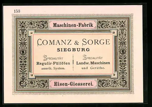 AK Siegburg, Comanz & Sorge, Maschinen-Fabrik, Eisen-Giesserei