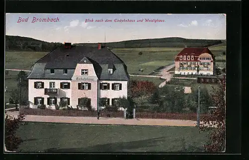 AK Bad Brambach, Blick nach dem Einkehrhaus und Weidighaus