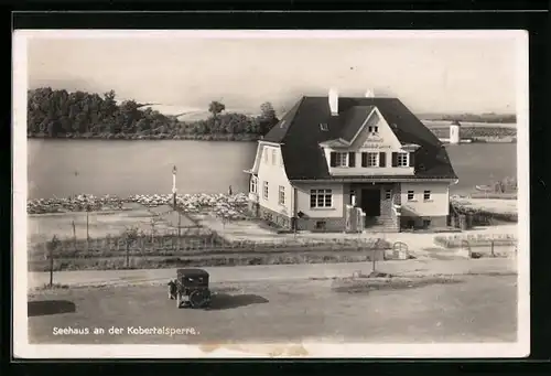 AK Werdau, Blick zum Gasthaus Seehaus an der Kobertalsperre