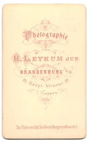 Fotografie H. Leykum Jun., Brandenburg a. H., Haupt-Strasse 19, bürgerlicher Herr mit gepflegten Kotelettenbart