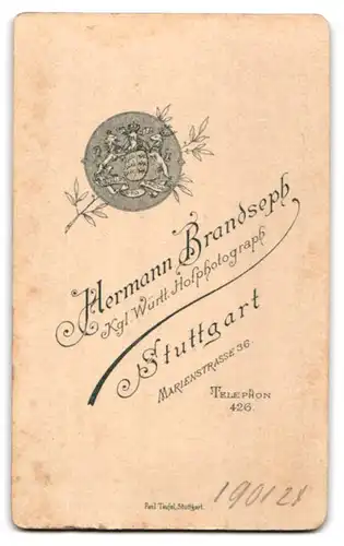 Fotografie H. Brandseph, Stuttgart, Marienstrasse 36, hübsche Dame in weissem Kleid