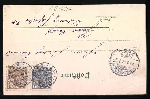 Passepartout-Lithographie Bad Bibra, Brunnenhalle, Wappen