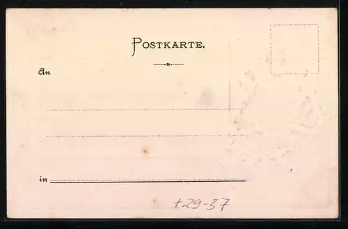 Passepartout-Lithographie Lorch /Württemberg, Teilansicht, Wappen