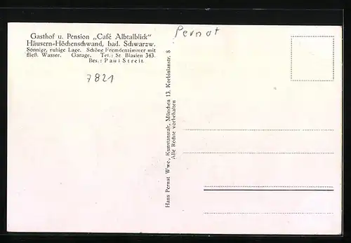 AK Häusern, Gasthaus und Pension Albtalblick