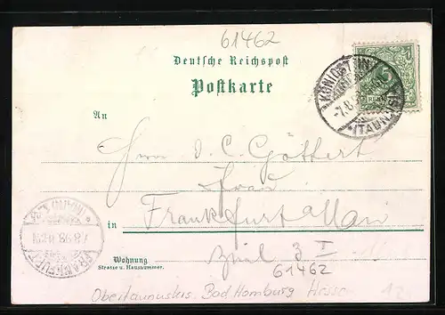 Lithographie Königstein i. Ts., Ortsansicht mit Festung