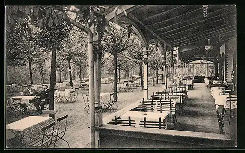 AK Neumünster, Cafe Forsthaus im Stadtpark mit Gartenlokal