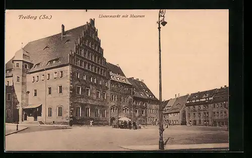 AK Freiberg, Untermarkt mit Museum