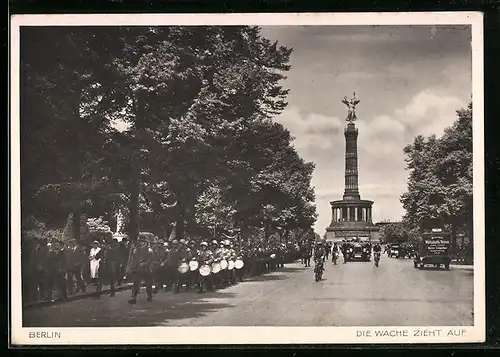 AK Berlin-Tiergarten, Siegessäule mit aufziehender Wache