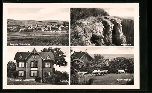 AK Worbis /Eichsfeld, Restaurant Iberg, Gartenlokal, Kantstein