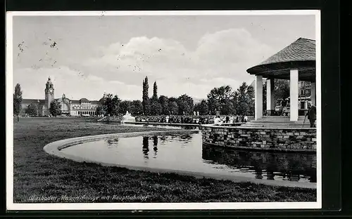 AK Wiesbaden, Herbert-Anlage mit Hauptbahnhof