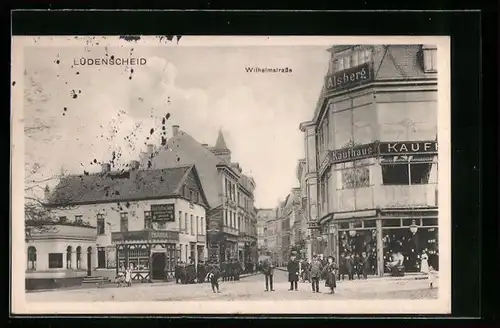 AK Lüdenscheid, Kaufhaus Alsberg und Blick in die Wilhelmstrasse