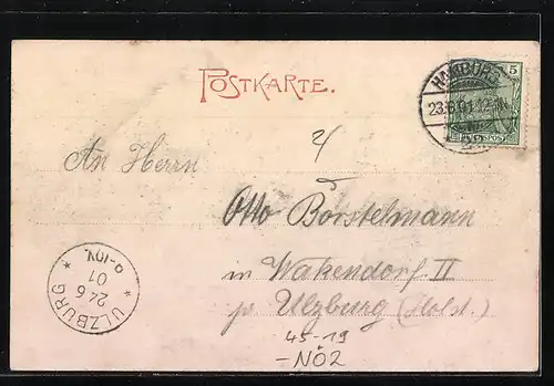 AK Hamburg-Barmbek, Zur Erinnerung an das 25. Stiftungsfest des Barmbeck-Uhlenhorster Turnvereins von 1876, 1901