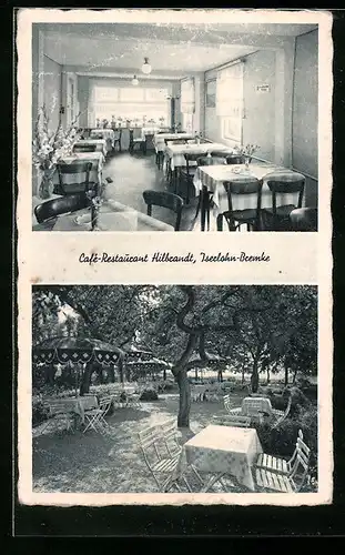 AK Iserlohn-Bremke, Cafe-Restaurant Hilbrandt, Innenansicht, Gartenblick