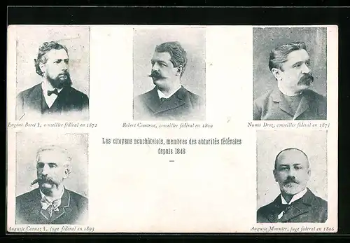 AK Schweiz, Les Citoyens neuchatelois, membres des autorités fédérales depuis 1848