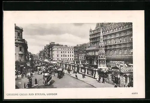 AK London, Charing Cross Station and Strand, Bahnhof Charing Cross