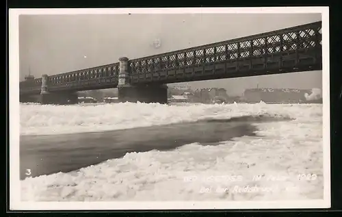 AK Wien, Der Eisstoss 1929, Bei der Reichsbrücke