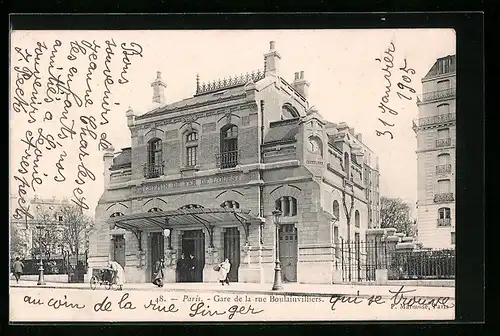 AK Paris, Gare de la rue Boulainvilliers, Bahnhof