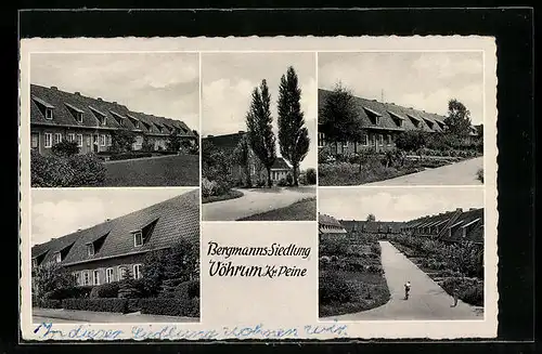 AK Vöhrum Kr. Peine, Bergmanns-Siedlung im Sommer