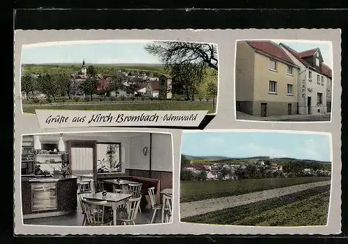 AK Kirch-Brombach / Odw., Café & Konditorei Hans Finger, Ortsansicht