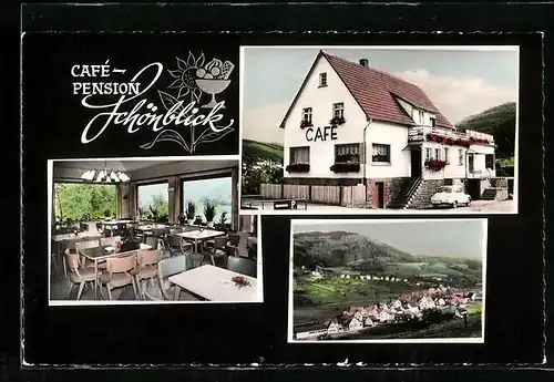 AK Ober-Schönmattenwag i. Odenwald, Cafe-Pension Schönblick, Innenansicht