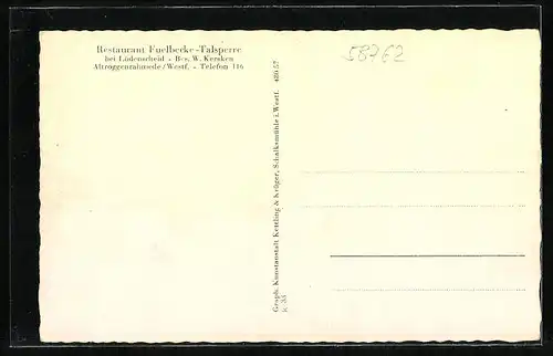 AK Altroggenrahmede /Westf., Restaurant Fuelbecke-Talsperre, Innenansicht