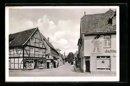 AK Soest i. Westfalen, Jakobi-Strasse mit Jägerken von Soest