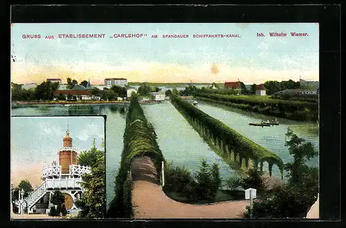 AK Berlin-Spandau, Gasthaus Carlshof am Spandauer Schiffahrts-Kanal