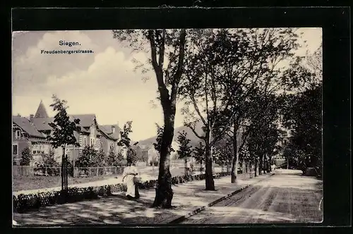 AK Siegen, Freudenbergerstrasse und eine Frau