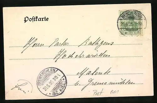 AK Rendsburg, Jungfernstieg-Str. mit Postamt