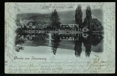 Mondschein-AK Ilsenburg, Hotel z. d. roten Forellen im Vollmondlicht