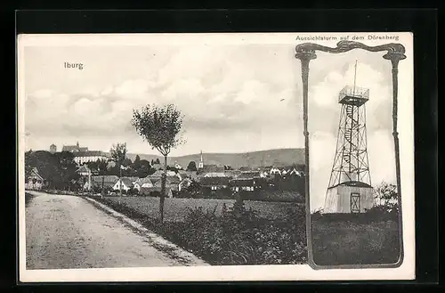 AK Iburg, Gesamtansicht & Aussichtsturm auf dem Dörenberg