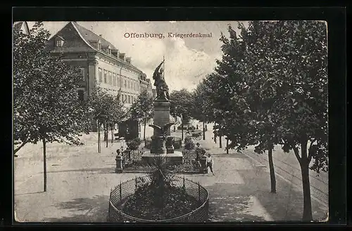 AK Offenburg, Partie am Kriegerdenkmal