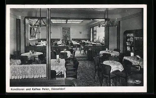 AK Düsseldorf, Konditorei-Cafe Peter, Graf Adolfstrasse 69, Innenansicht