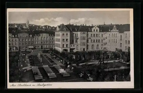 AK Aue, Stadthaus mit Stadtgarten