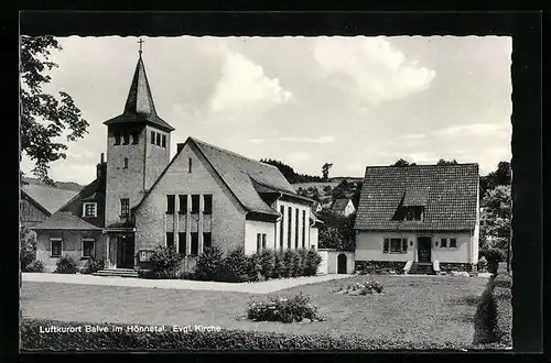 AK Balve im Hönnetal, Evgl. Kirche mit Garten